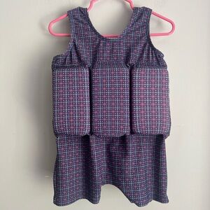 Aquam Plaid Purple Swim Suit with Built In Floaties Size 2